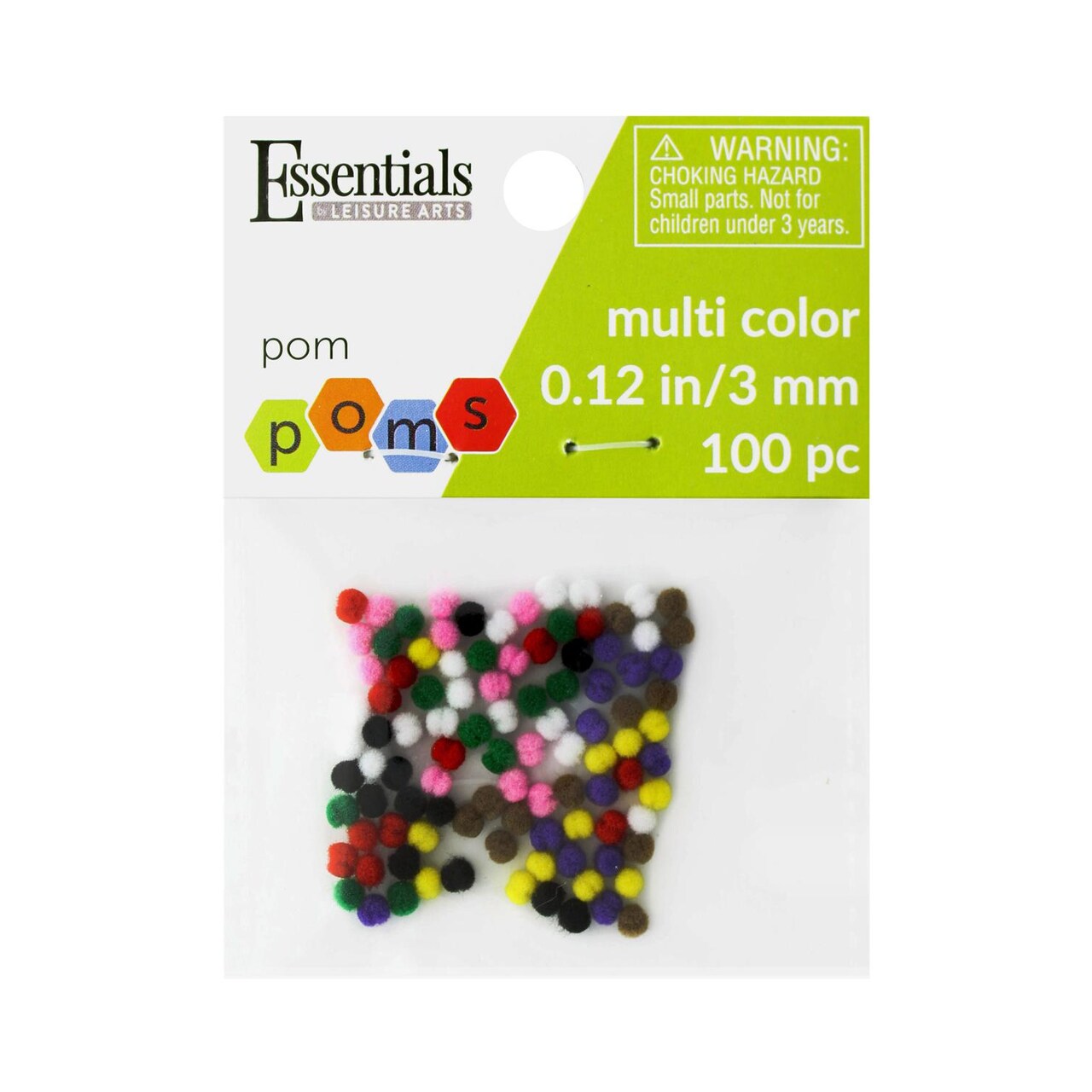 Essentials By Leisure Arts Pom Poms - Multi - 3Mm 100 Piece Pom Poms Arts And Crafts Assorted Pompoms For Crafts Craft Puff Balls For Crafts